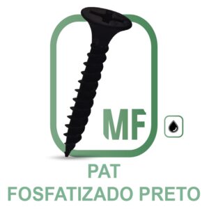 PAT Parafuso Autoperfurante Ponta Agulha Cabeça Trombeta Phillips Fosfatizado Preto