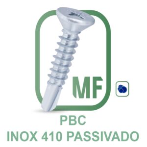 PBC Parafuso Autoperfurante Ponta Broca Cabeça Chata Phillips Inox 410 Passivado