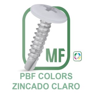 PBF Parafuso Autoperfurante Ponta Broca Cabeça Flangeada Phillips Zincado Claro Colors.