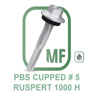 PBS CUPPED #5 Parafuso Autoperfurante Ponta Broca #5 Cabeça Sextavada Cupped Com Arruela de EPDM Ruspert 1.000H