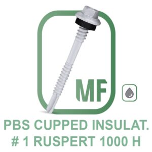 PBS CUPPED INSULATION #1 Parafuso Autoperfurante Ponta Broca #1 Rosca Dupla Cabeça Sextavada Cupped Com Arruela de EPDM Ruspert 1.000H