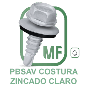 PBS AV COSTURA Parafuso Autoperfurante Ponta Broca # 1 Cabeça Sextavada Com Arruela Vulcanizada Zincado Claro