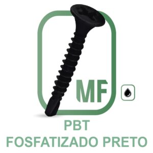 PBT Parafuso Autoperfurante Ponta Broca Cabeça Trombeta Phillips Fosfatizado Preto