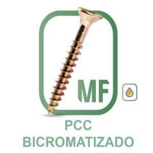 PCC Parafuso Chipboard Cabeça Chata Phillips Com Estrias Escariantes Bicromatizado Amarelo