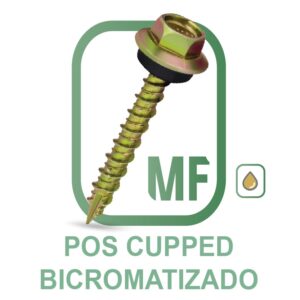 POS CUPPED Parafuso Autoperfurante Ponta # 17 Ogivada Rosca Hi-Lo Cabeça Sextavada Cupped Com Arruela EPDM Bicromatizado Amarelo