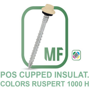 POS CUPPED INSULATION Parafuso Autoperfurante Ponta Ogivada # 17 Rosca Dupla e Hi-Lo ou 11 Fios Cabeça Sextavada Cupped Com Arruela EPDM Ruspert 1.000H Linha Colors