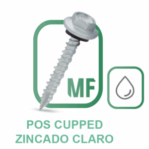 POS CUPPED Parafuso Autoperfurante Ponta # 17 Ogivada Rosca Hi-Lo Cabeça Sextavada Cupped Com Arruela EPDM Zincado Claro