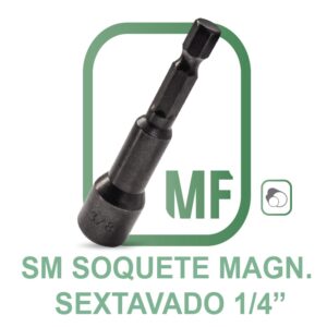 SM Soquete Magnético Sextavado com Encaixe de 1/4"