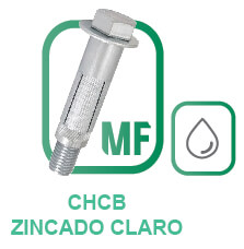 CHCB Chumbadores CB e CBPL (Prolongador) UNC Com Parafuso, Arruela, Jaqueta e Cone Zincado Claro